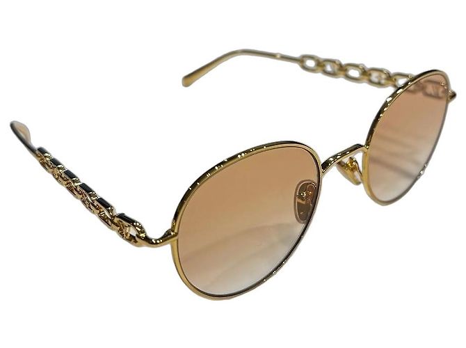 Óculos de Sol Louis Vuitton Chain Link Dourado