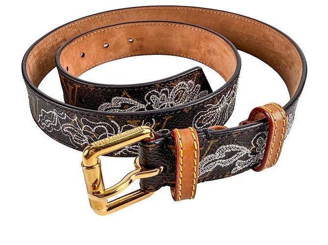 Louis Vuitton Dentelle 36 Canvas Medium Belt 90/36 Brown Braun