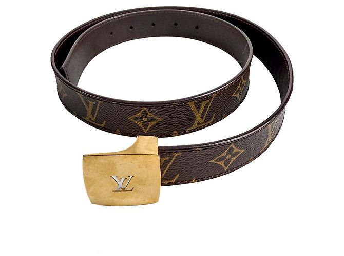 Louis Vuitton Cut 36 Canvas Wide Belt 90/36 Brown