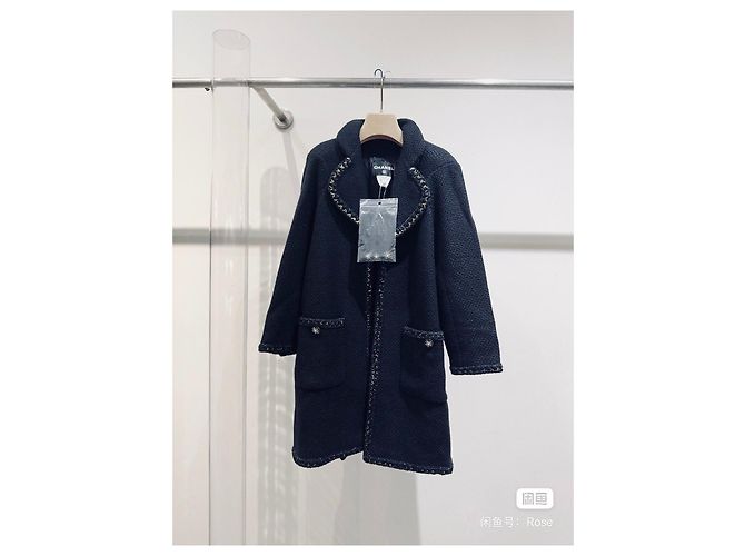 Chanel Navy Tweed Coat Size 36 Multiple colors