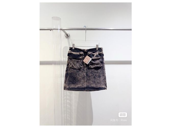 Falda Miu Miu de denim gris tie-dye Multicolor