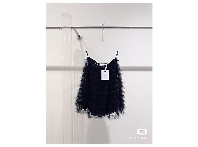 Autre Marque Dior Rock aus schwarzer Baumwolle mit hoher Taille 38 Mehrfarben