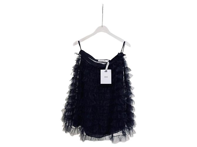 Gonna Dior nera in cotone a vita alta 38 Multicolore
