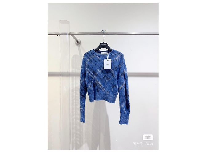 Autre Marque Jersey Dior de lana azul con bordado de abeja Multicolor