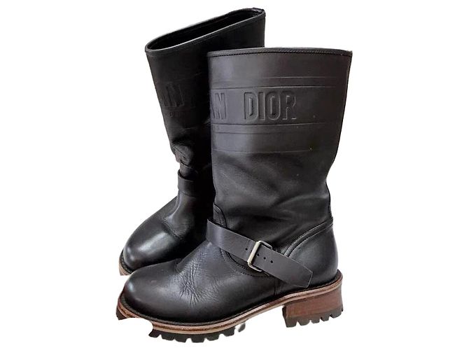 Botines Dior de cuero negro Multicolor