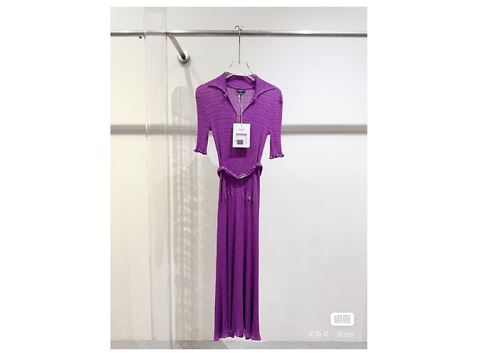Abito Chanel in seta viola taglia 34 Multicolore