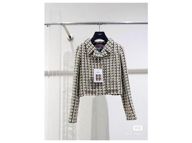 Chanel Jacke Mehrfarbig Tweed 23A Dakar Größe 34 Mehrfarben