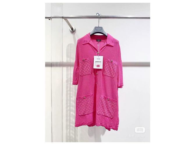 Vestido Chanel de seda rojo talla 34 Multicolor