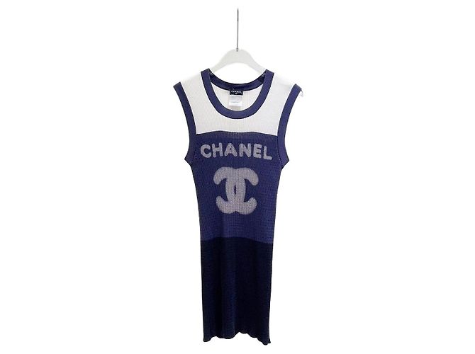 Top Chanel de algodão azul marinho tamanho 40 Multicor