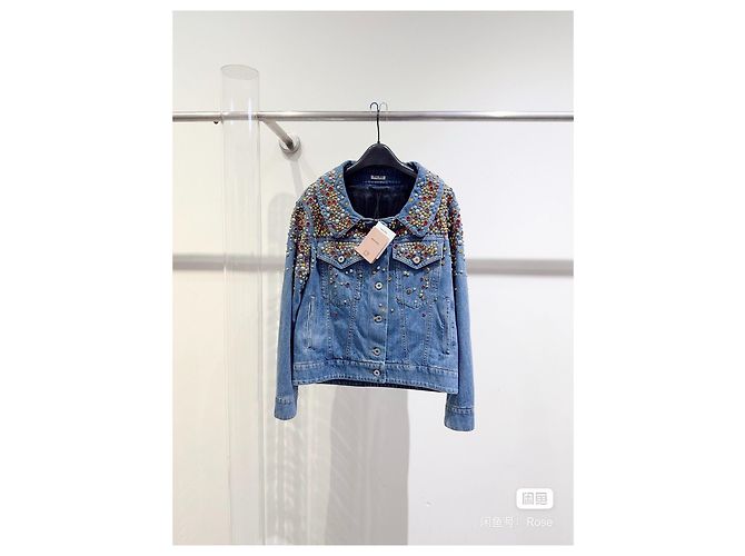 Miu Miu Denim Jacket Blue with Crystals Multiple colors
