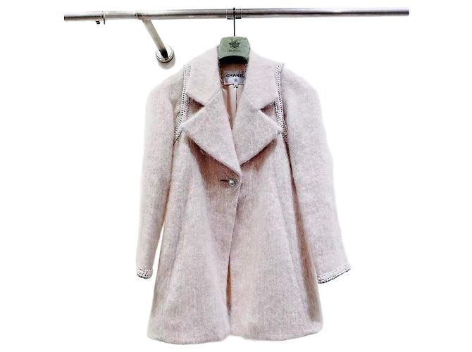 Chanel Pink Wool Coat Size 38