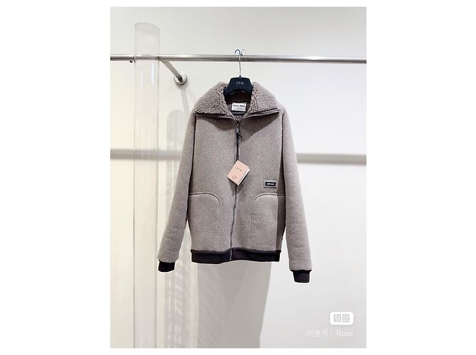 Giacca Miu Miu in shearling grigio Multicolore