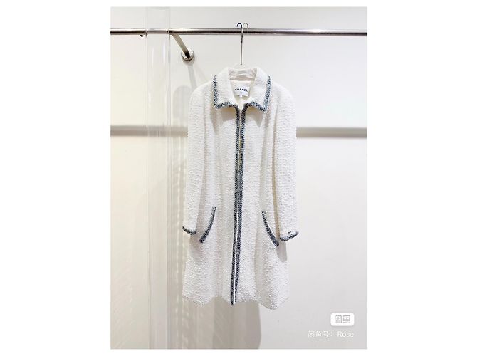 Abrigo Chanel Rooftop series de tweed blanco Multicolor