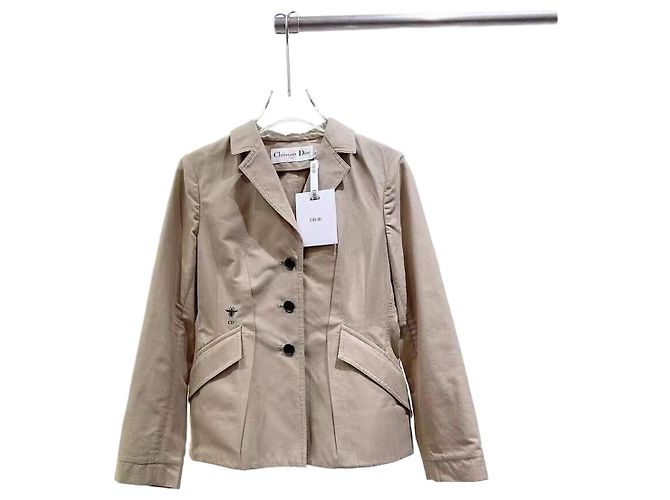 Dior Beige Cotton Jacket with Bee Embroidery Size 34 Multiple colors
