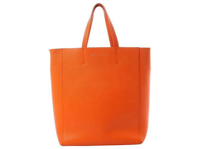 Céline CELINE Cabas Vertical Small Sac à main 2Way en cuir Orange