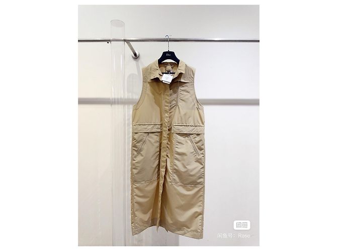 Vestido Hermès estilo trench de algodón camel talla 38 Multicolor