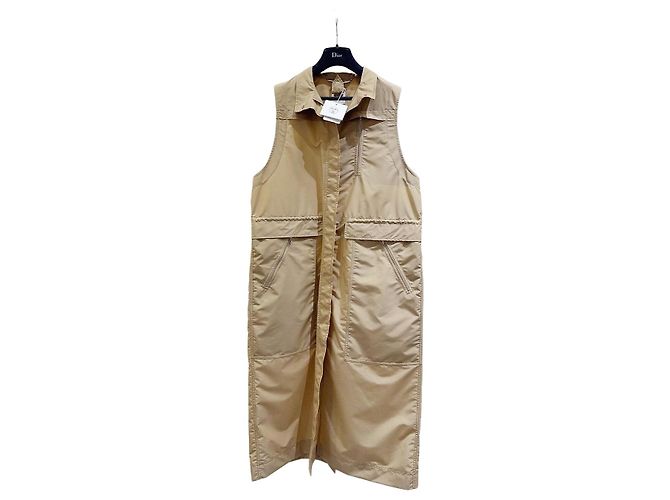 Vestido Hermès estilo trench de algodão camel tamanho 38 Multicor