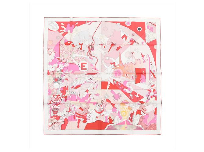 Hermès Carré 90 "CA DECOIFFE" Lenço de seda Rosa