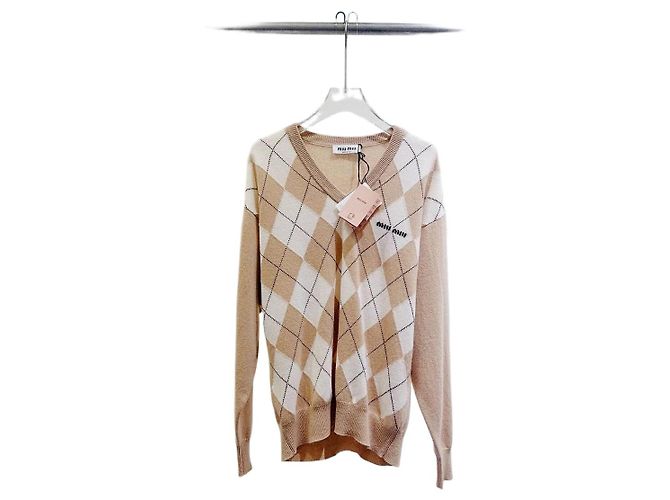 Pull Miu Miu en laine beige