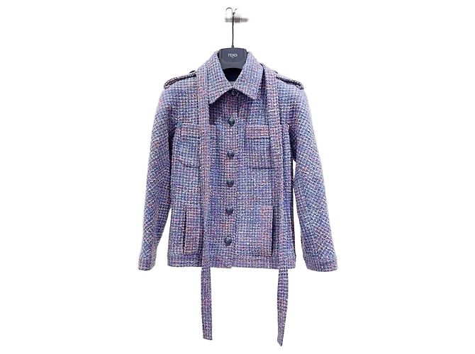 Chanel Tweed Jacket Purple Size 34 Multiple colors