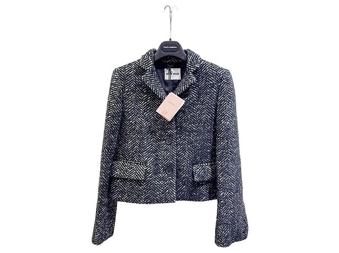 Giacca Miu Miu in tweed blu navy