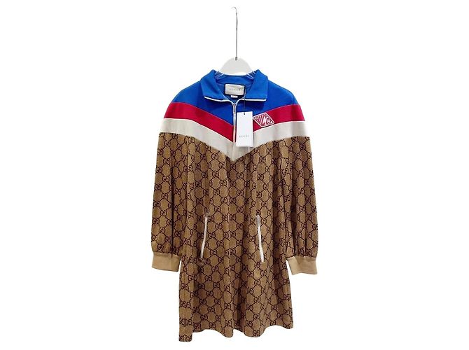 Cappotto Gucci Camel in Lana con Banda Web Multicolore