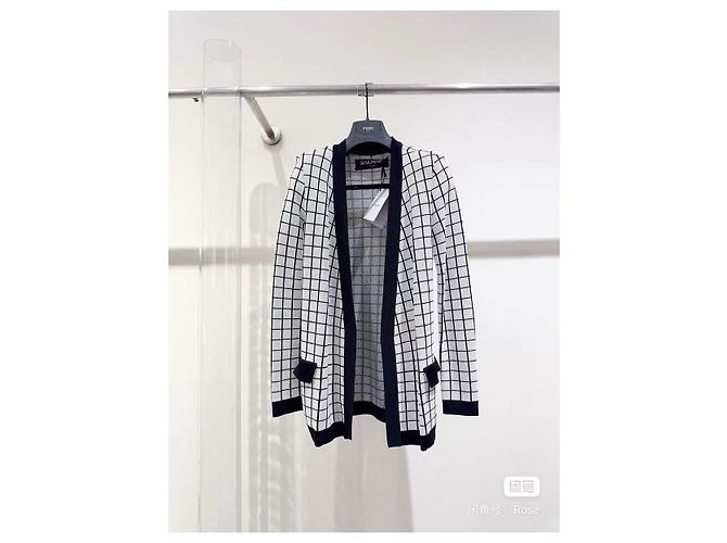 Balmain Strickjacke aus Wolle schwarz Mehrfarben