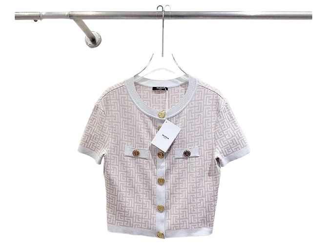 Pull Balmain en laine blanc à imprimé intégral