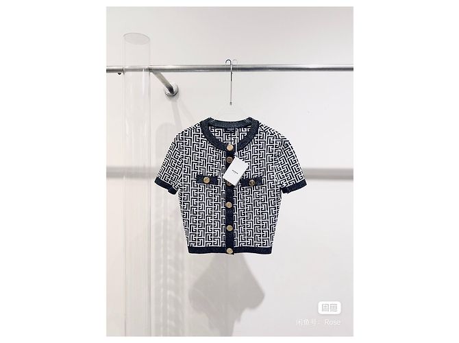 Pull Balmain en laine noir à imprimé intégral Multicolore