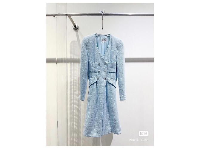 Abrigo Chanel de tweed azul Multicolor