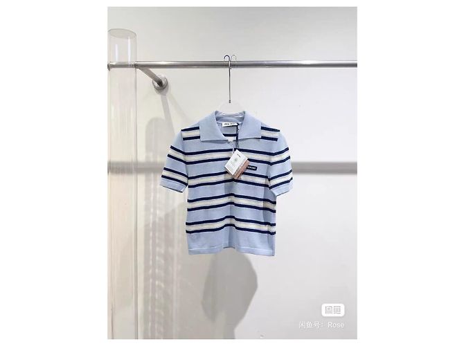 Polo Miu Miu in cotone blu Multicolore