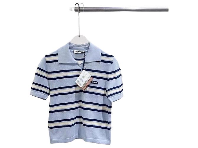 Polo Miu Miu de algodón azul