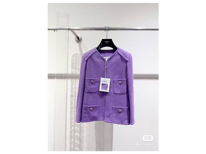 Chaqueta Chanel de tweed morado talla 34 Multicolor