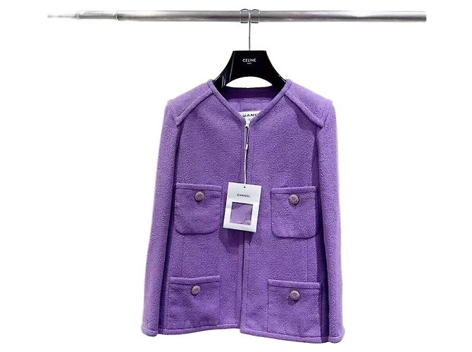 Chanel Purple Tweed Jacket Size 34 Multiple colors