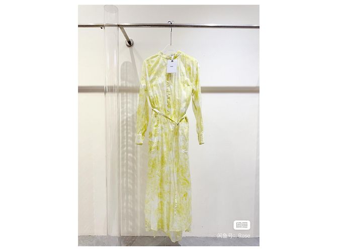 Autre Marque Vestido Dior de seda amarillo Multicolor