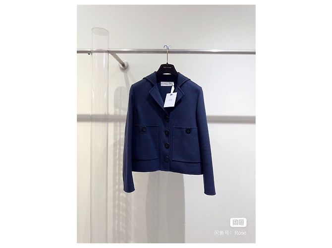 Autre Marque Giacca Dior in lana blu navy con colletto alla marinara taglia 36 Multicolore