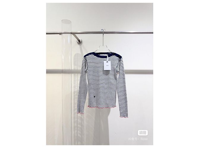 Autre Marque Top Dior Navy de Algodón con Detalle de Botón Estrella Multicolor