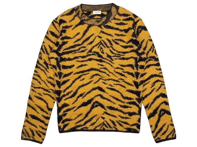 Autre Marque Strickpullover mit verschwommenem Tigerstreifenmuster von Saint Laurent AW19 Gelb