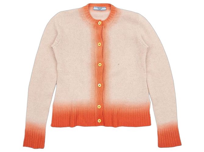 Prada AW11 Strick-Cardigan mit Ombré-Besatz Beige