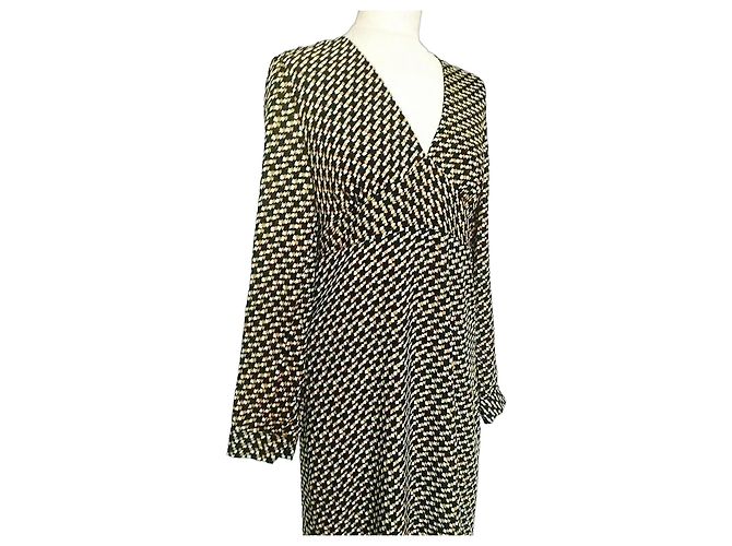 Autre Marque See U Soon Vestido Largo Maxi Castaño Negro Blanco Dorado