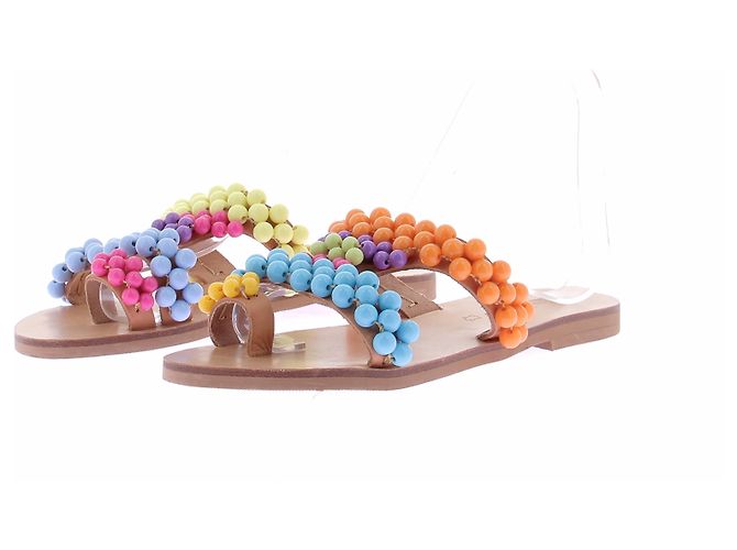 Autre Marque Sandalen mit bunten Perlen Mehrfarben