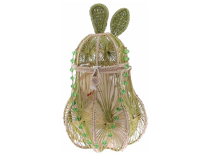 Autre Marque Cesta de paja en forma de conejo verde