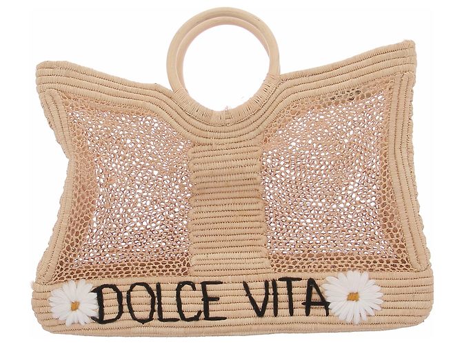 Autre Marque Dolce Vita Raffia-Shopper Beige
