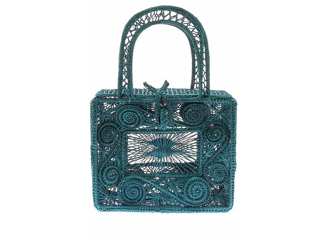 Autre Marque Blaue Cage Tasche aus Korb