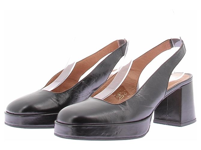 Jonak Black Leather Mary Jane Heels