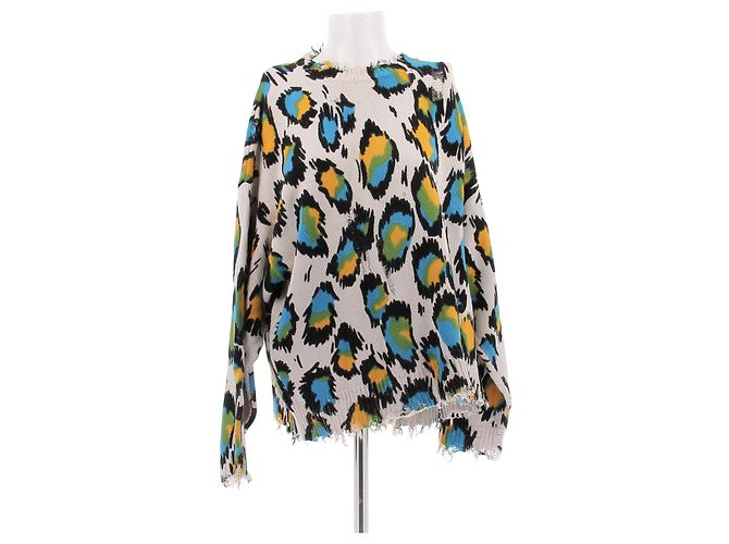 R13 Camisola distressed com estampado animal Preto