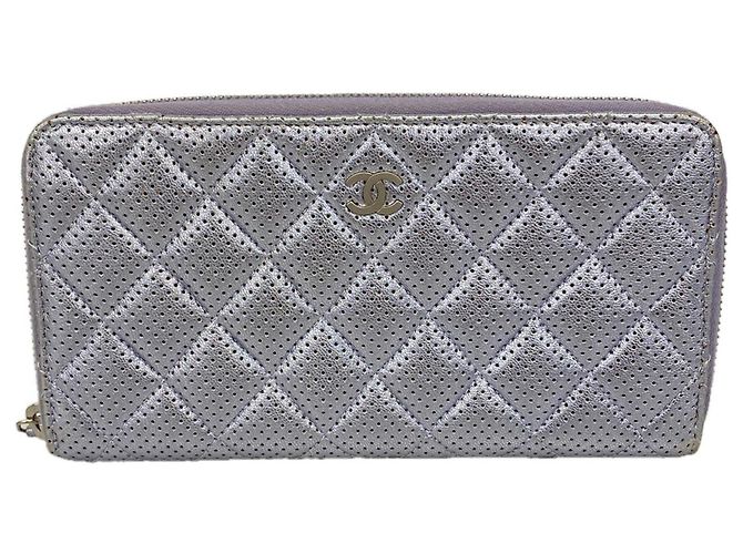 Chanel Purple Matelassé Leather Long Wallet