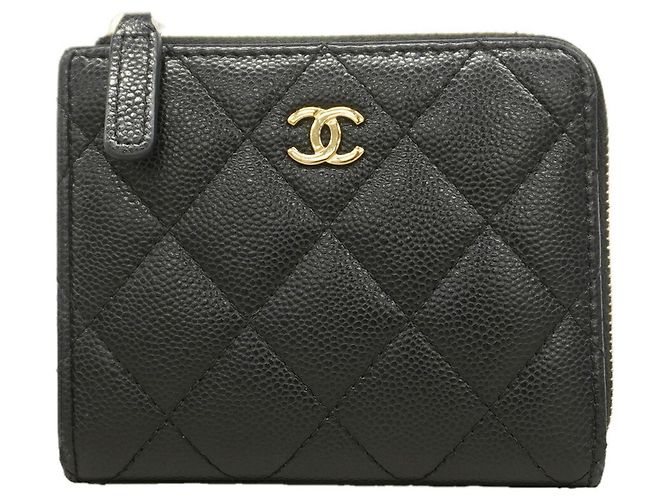 Chanel Matelassé Caviar Leather Wallet Black