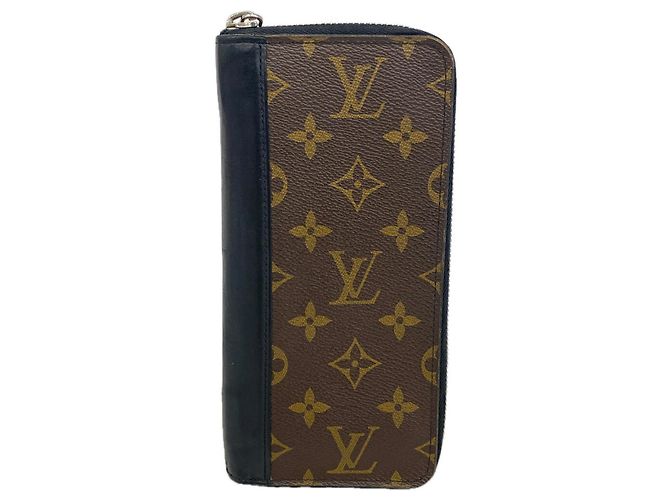Carteira Zippy Louis Vuitton Monogram Macassar Marrom Preto