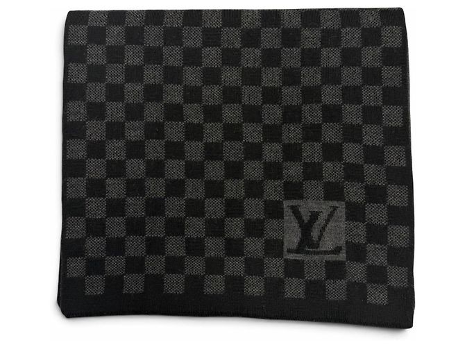 Stola in lana nera e grigia Louis Vuitton Marrone Nero